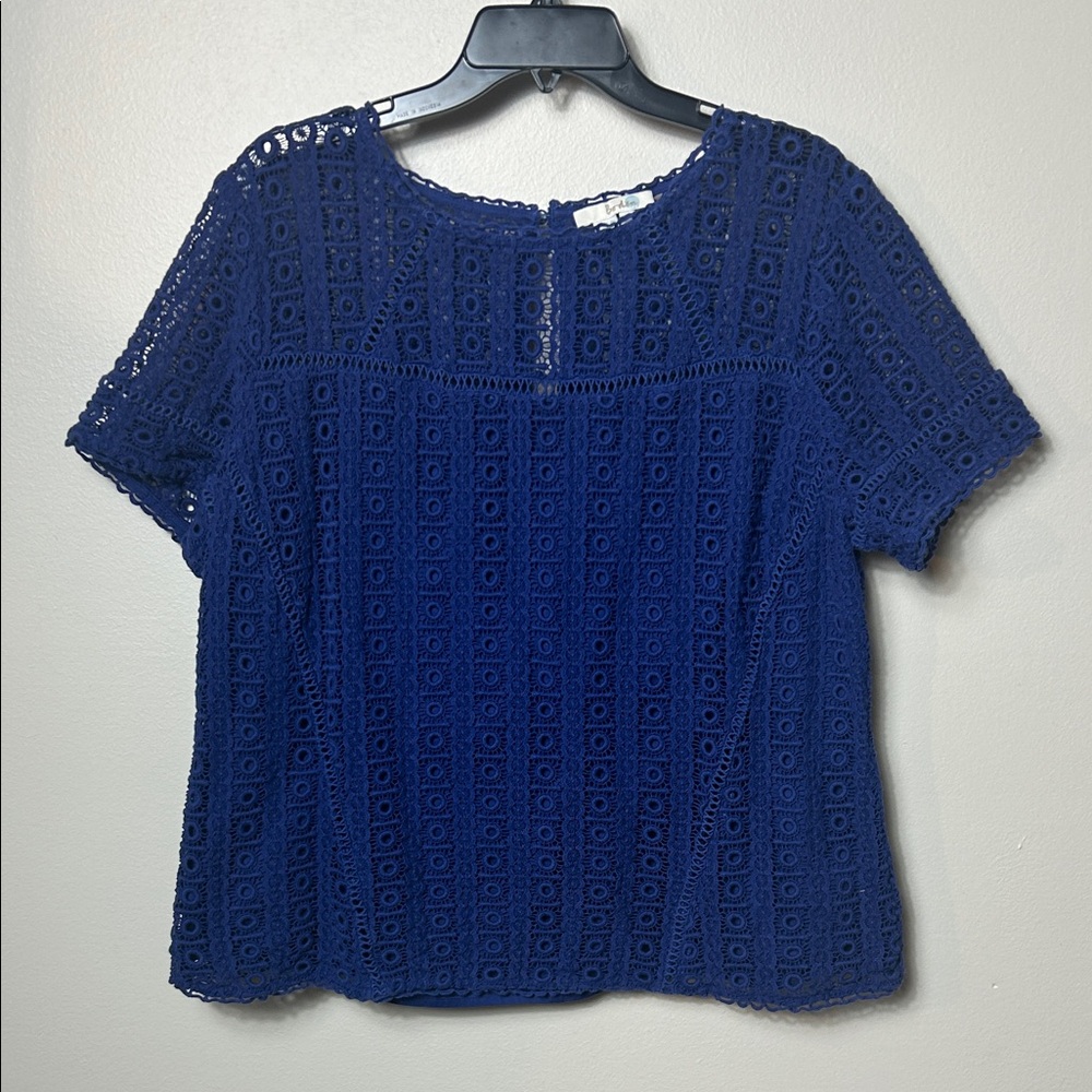 Boden cobalt blue lace short sleeve blouse